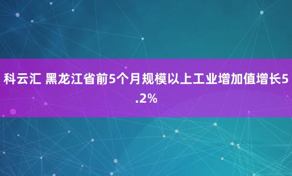 科云汇 黑龙江省前5个月规模以上工业增加值增长5.2%