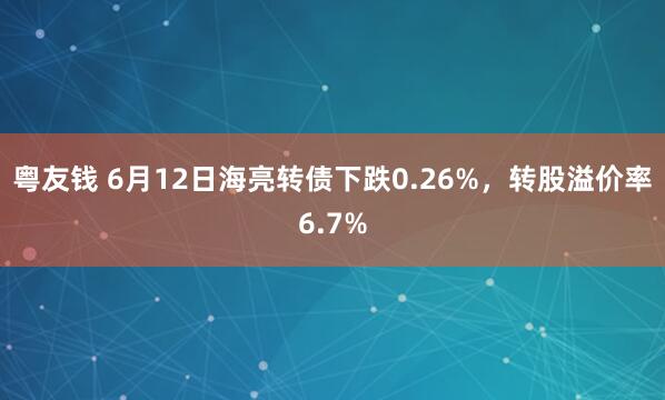 粤友钱 6月12日海亮转债下跌0.26%，转股溢价率6.7%